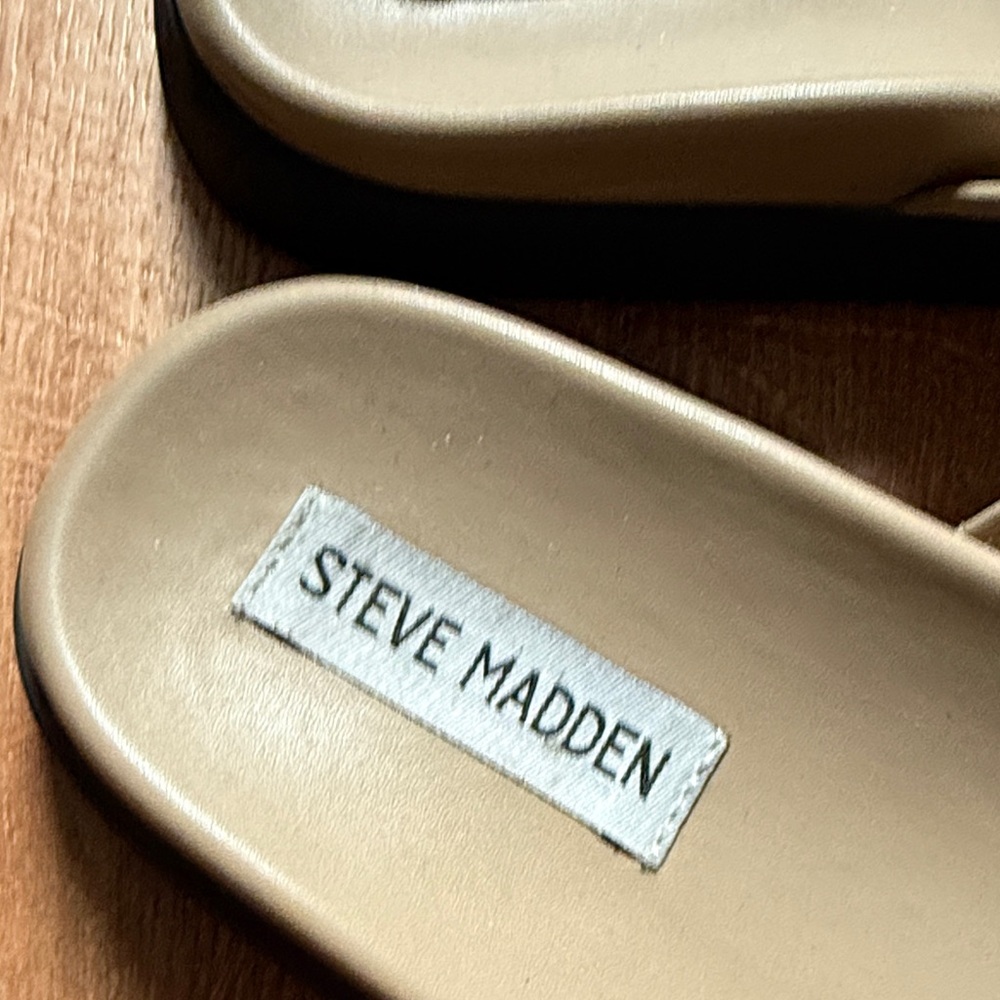 Steve Madden Tan Suede Slide Sandals - Picture 4 of 4
